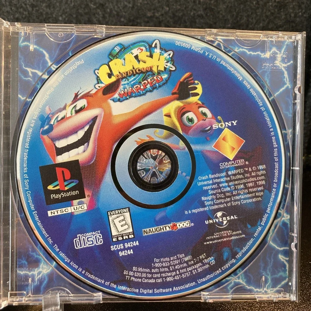 Crash Bandicoot 3 Warped Black Label Sony Playstation‎ 1 PS1 With Book 1998